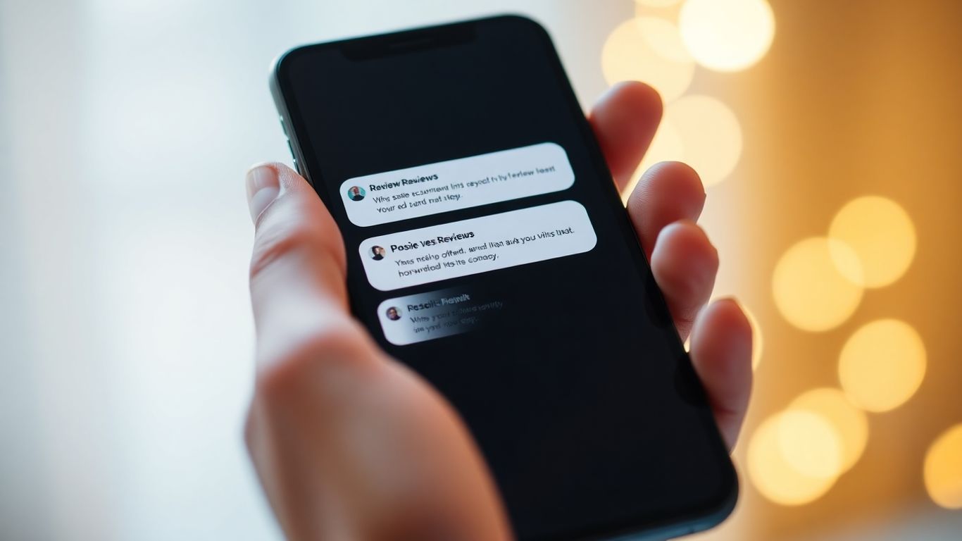Smartphone screen with positive SMS reviews-Ultimate SMS Reviews