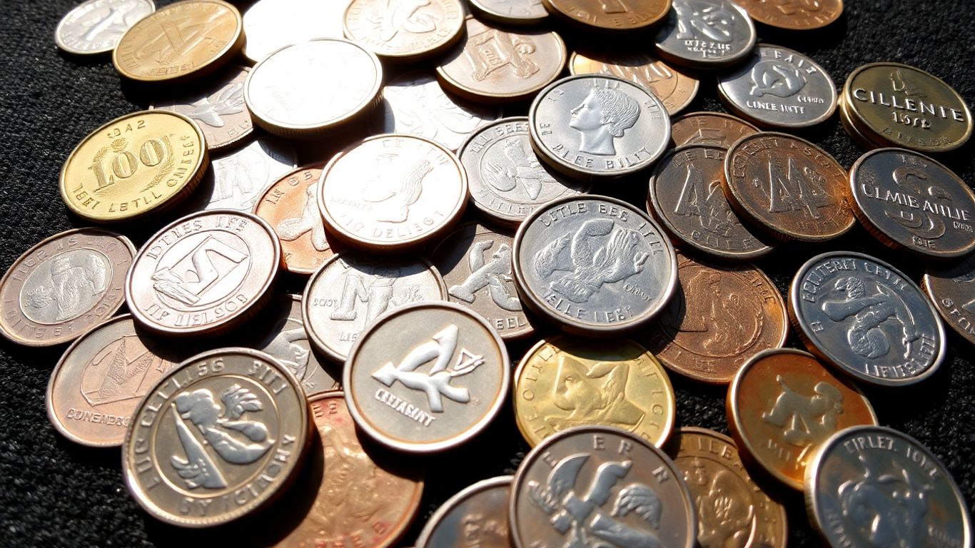 Collection of various old and new coins.