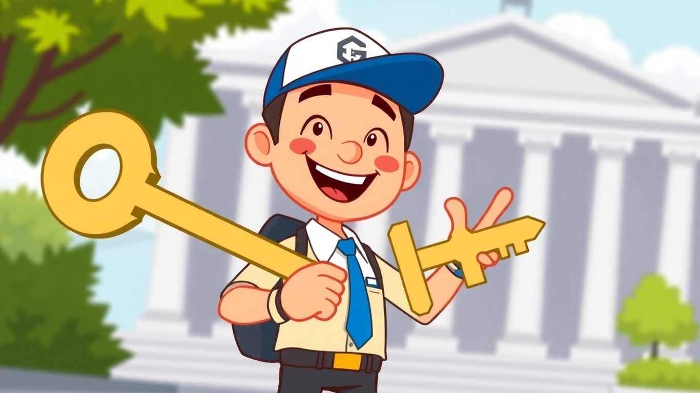 Federal employee receiving a loan key.