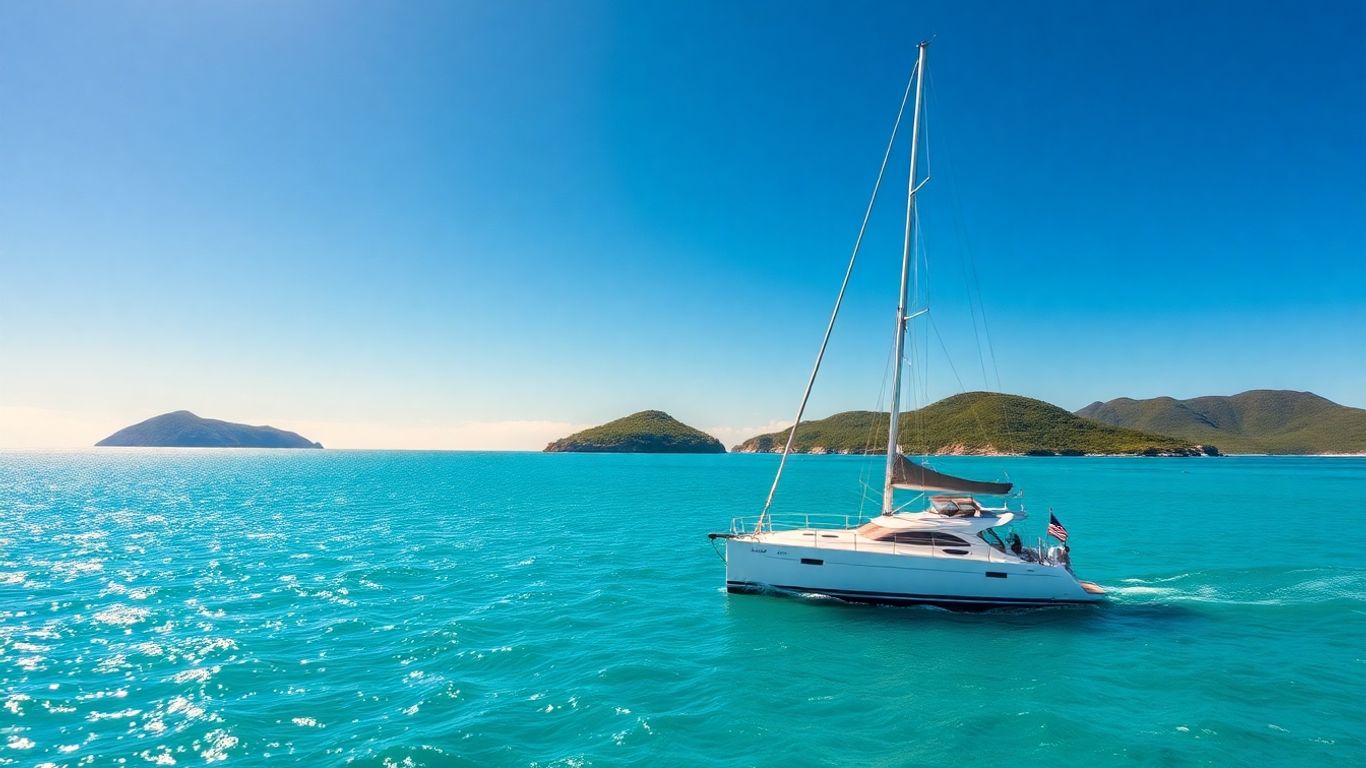 Sailboat on turquoise water near BVI islands