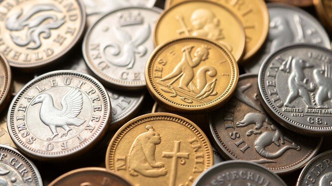 Collection of rare gold and silver coins.