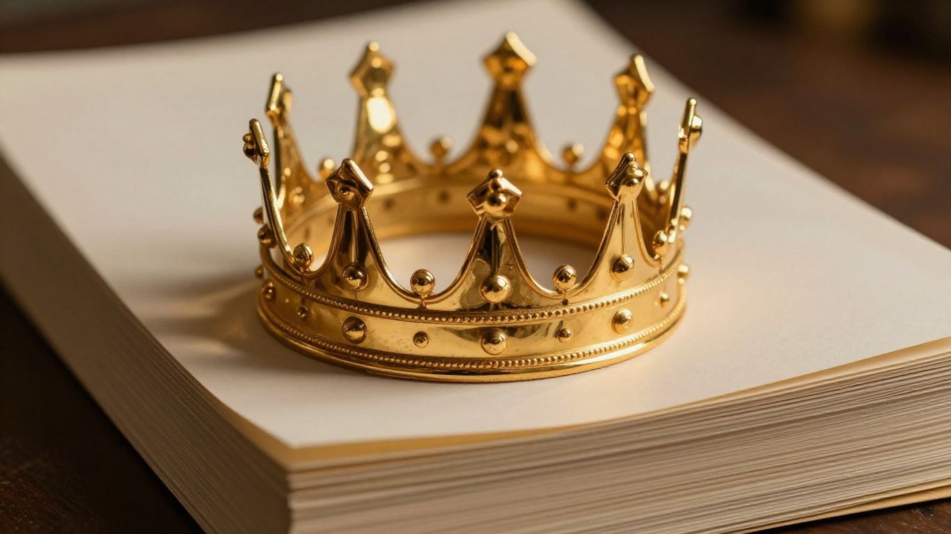 Couronne dorée sur un tas de papier de qualité