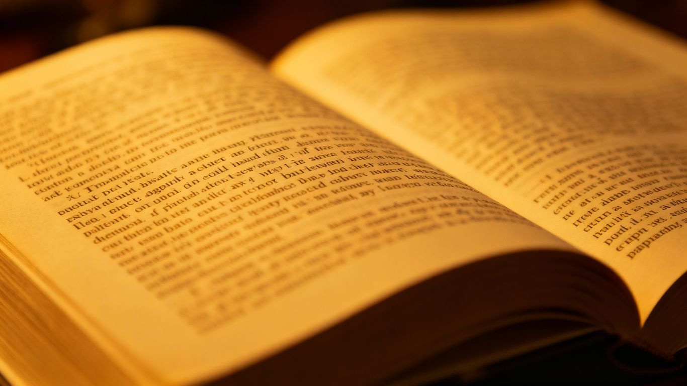 Student reading a dense textbook.