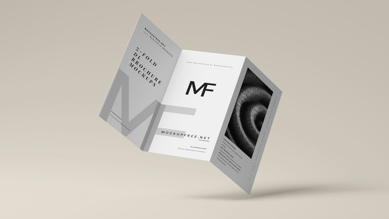 a folded brochure with a black and white photo