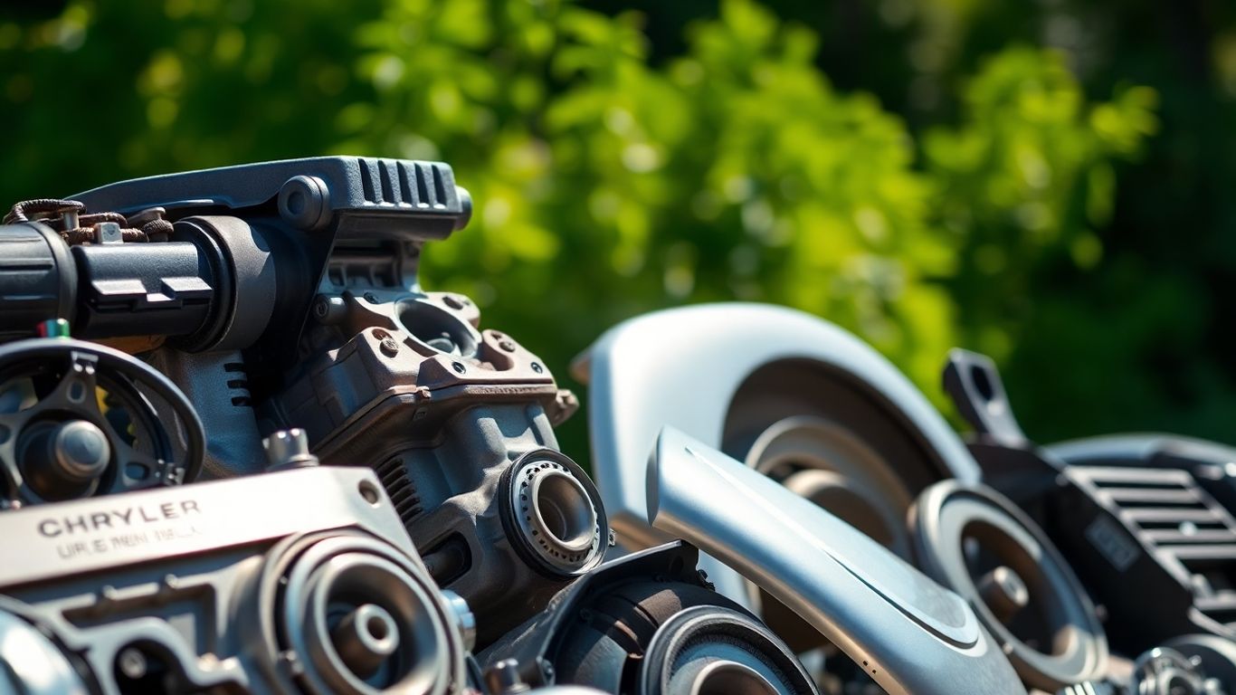 Chrysler auto parts ready for eco-friendly recycling.