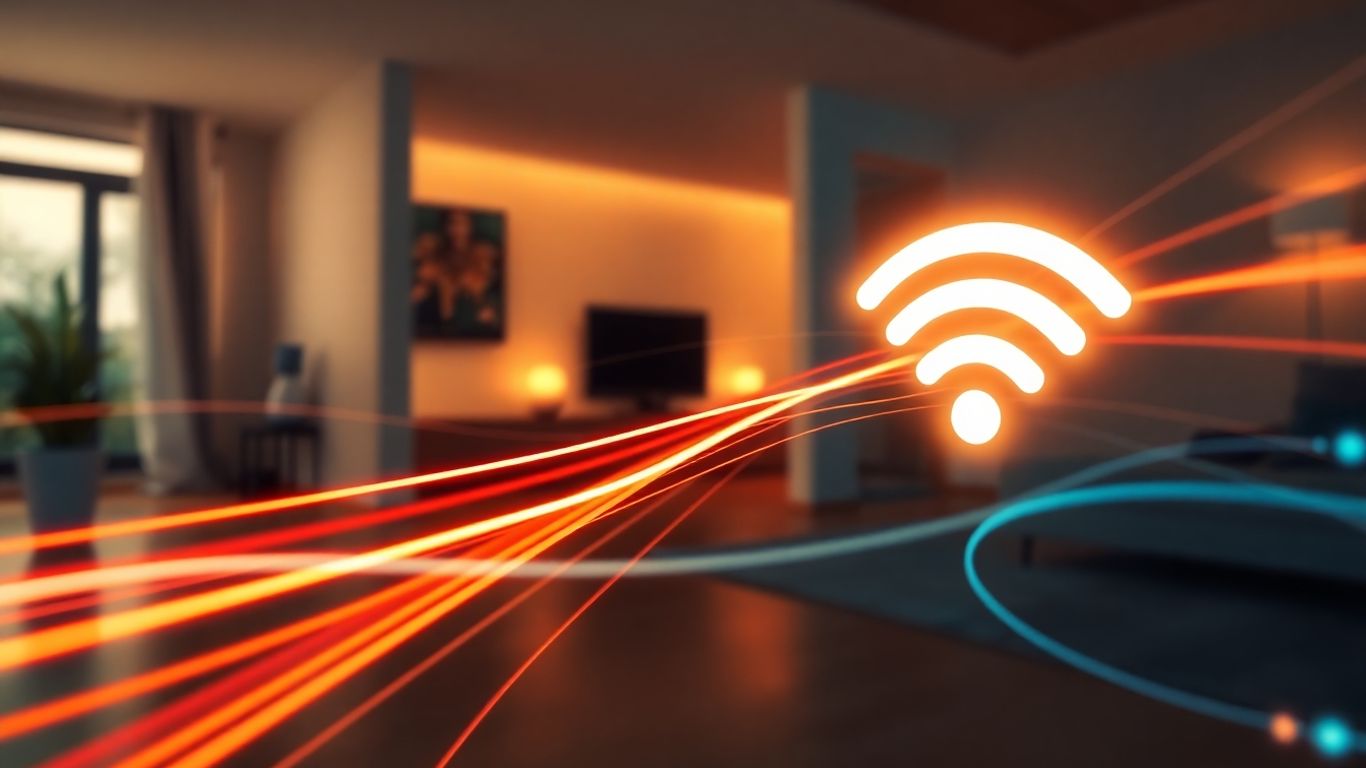 Plano Wi-Fi com velocidade aumentada e símbolo brilhante.
