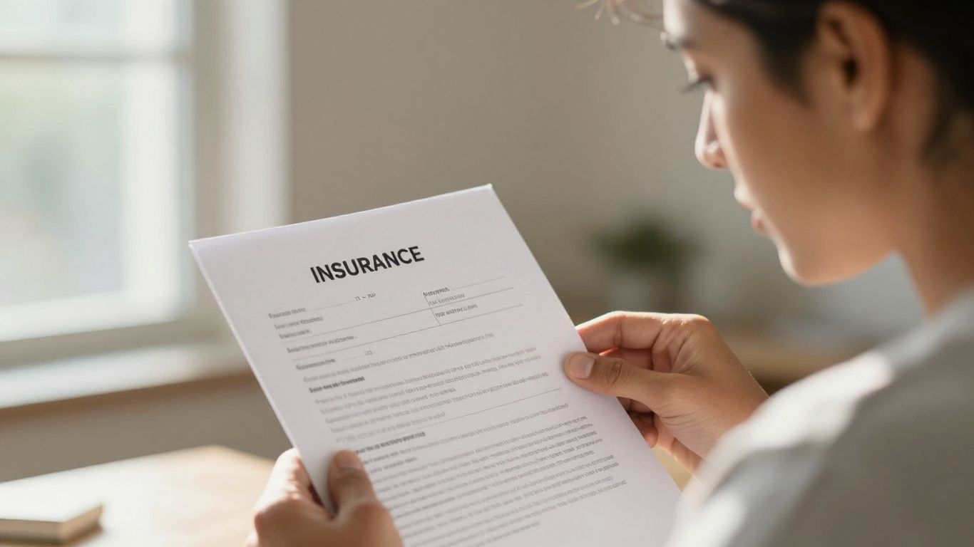 Person reviewing cancer insurance policy document.