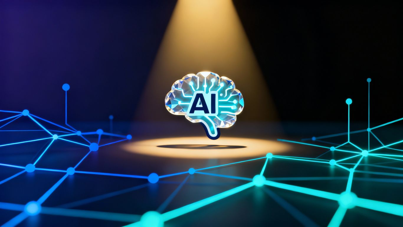 Digital interface with AI brain icon