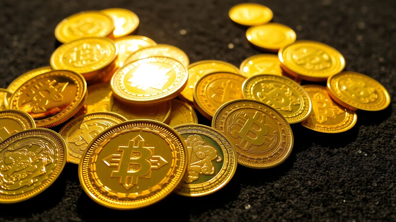 Pile of shiny gold coins