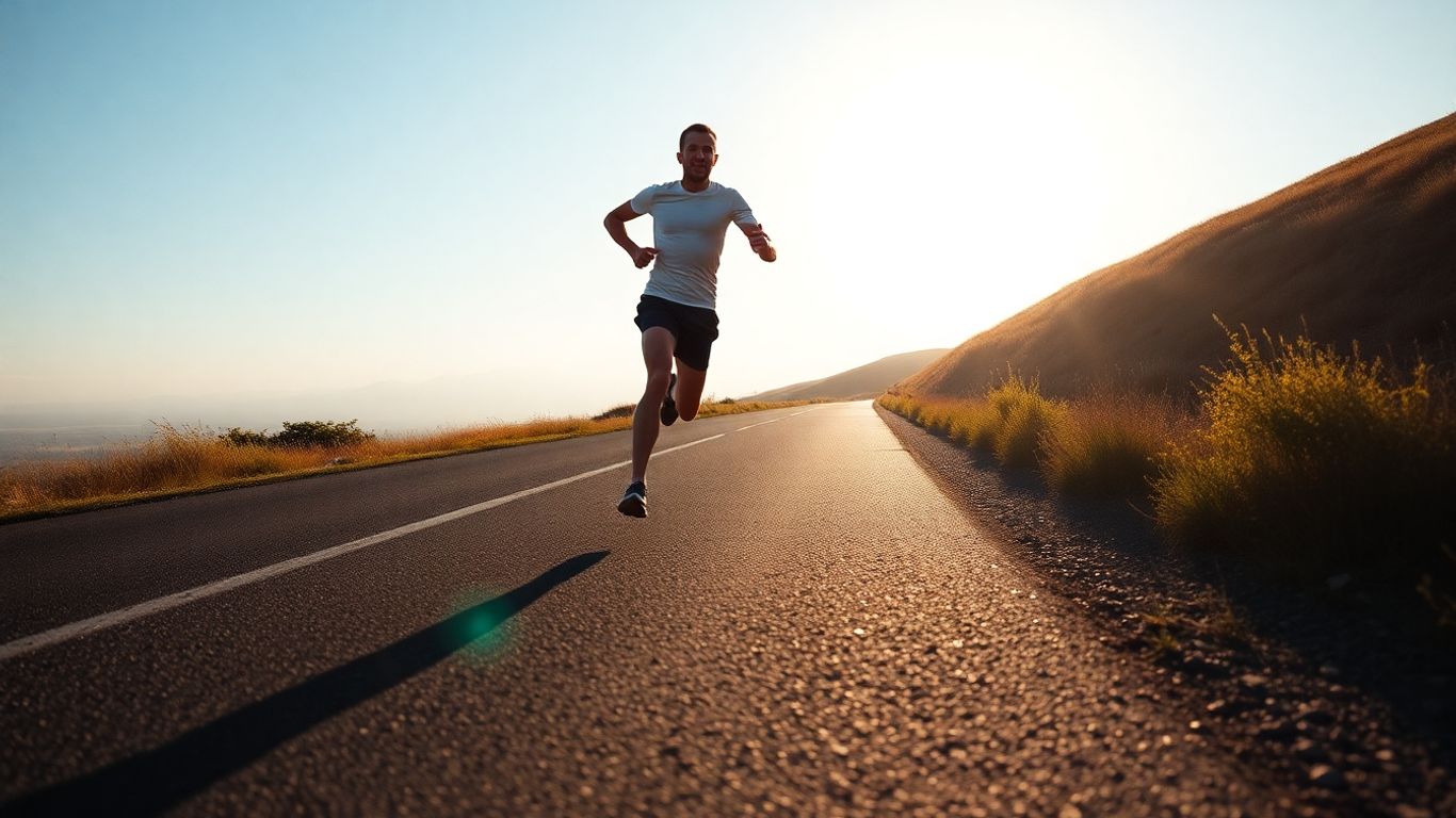 Runner on a road, aiming for a sub-3-hour marathon.