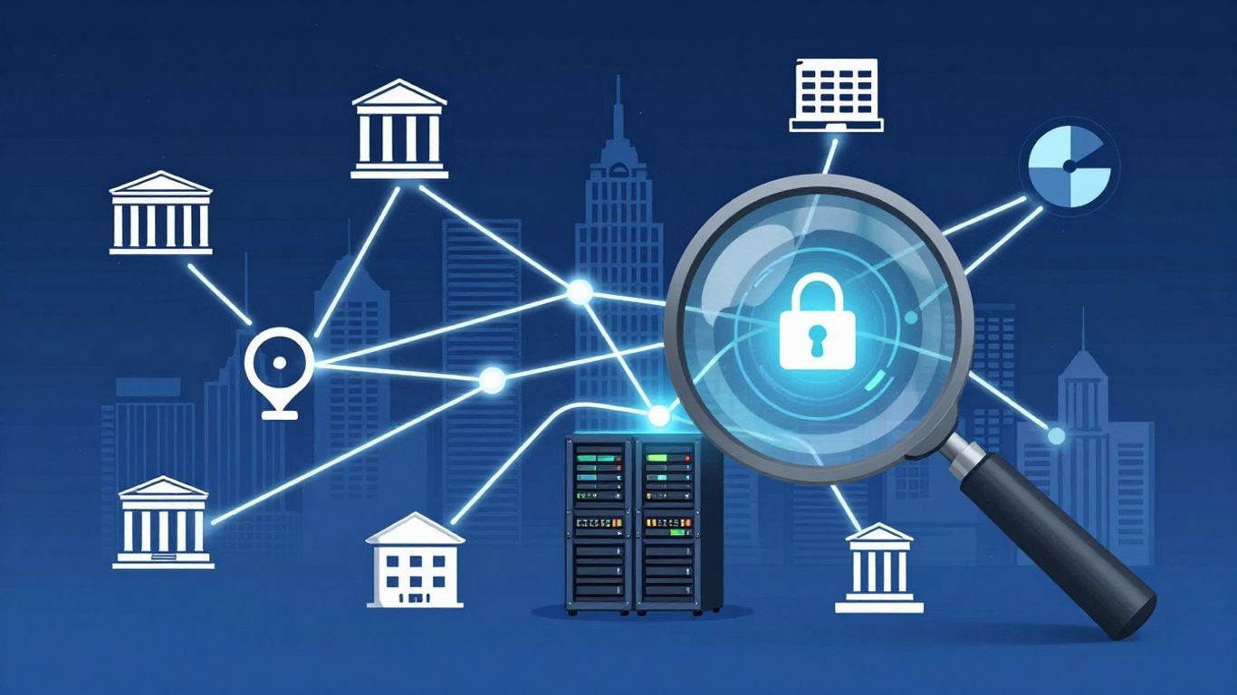 Orlando IT service infographic with cityscape and network connections.