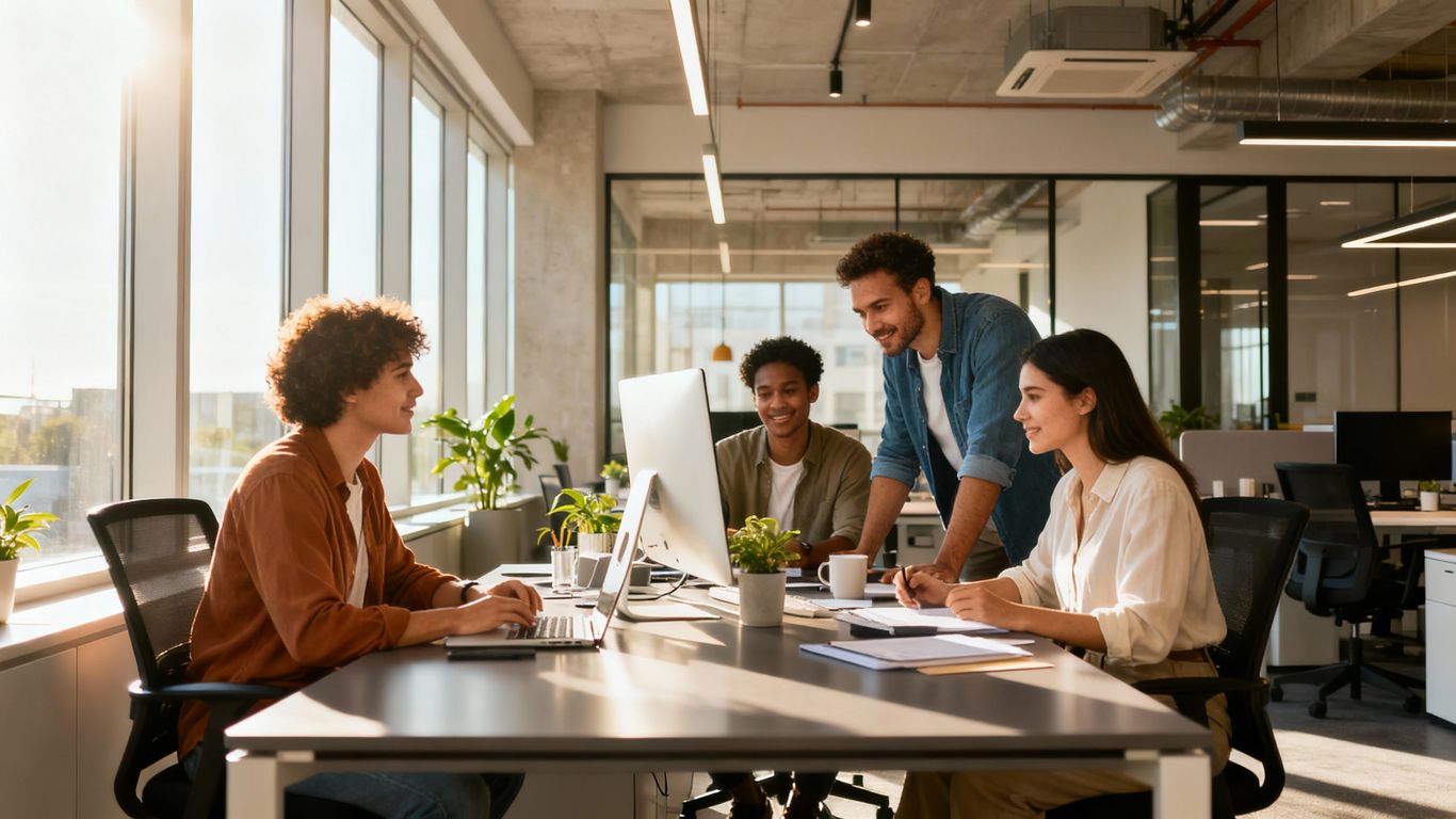 San Antonio IT services team collaborating in a modern office.