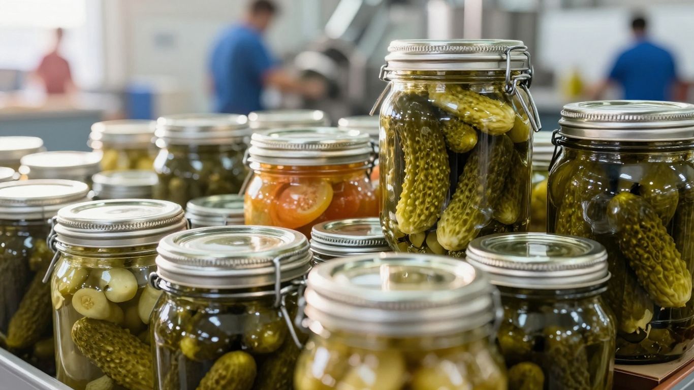 Pickles in jars, food production careers opportunity
