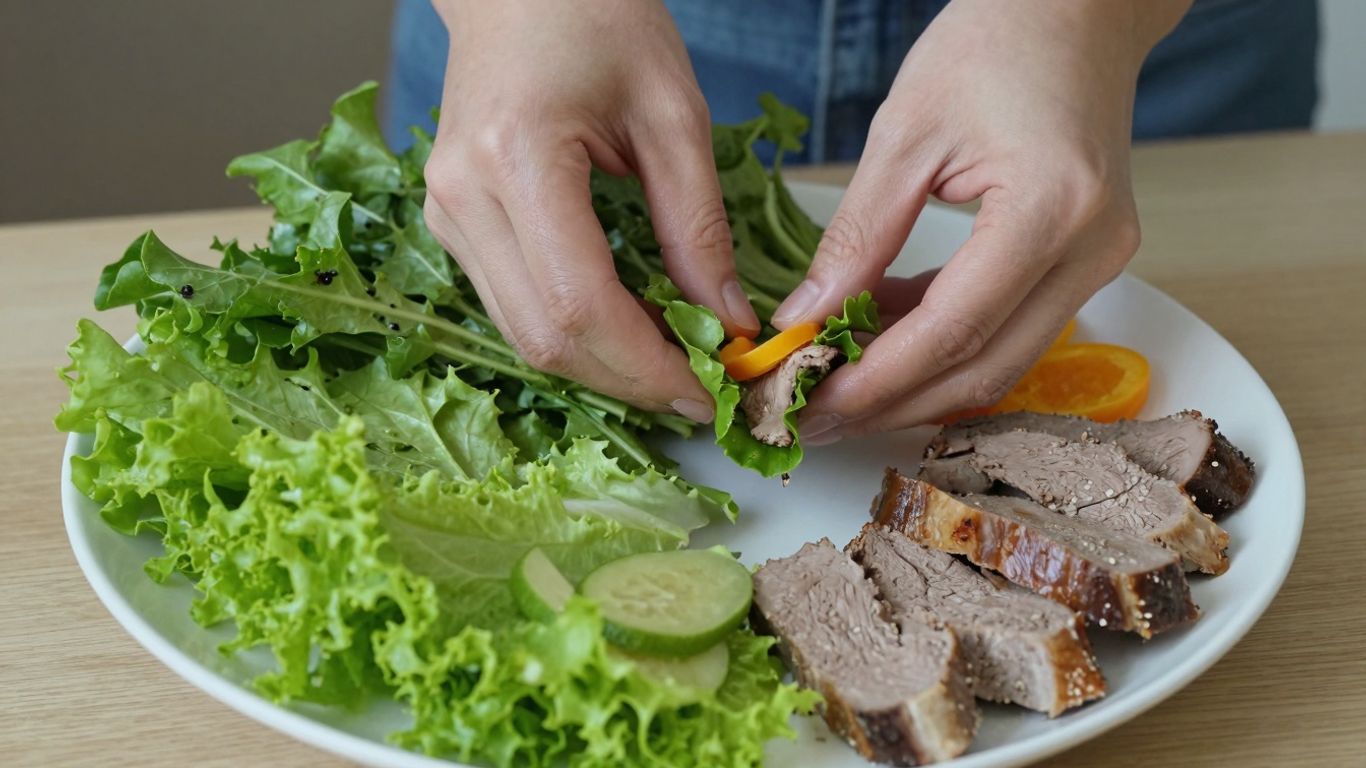 Prato colorido de dieta low carb com vegetais e proteína.