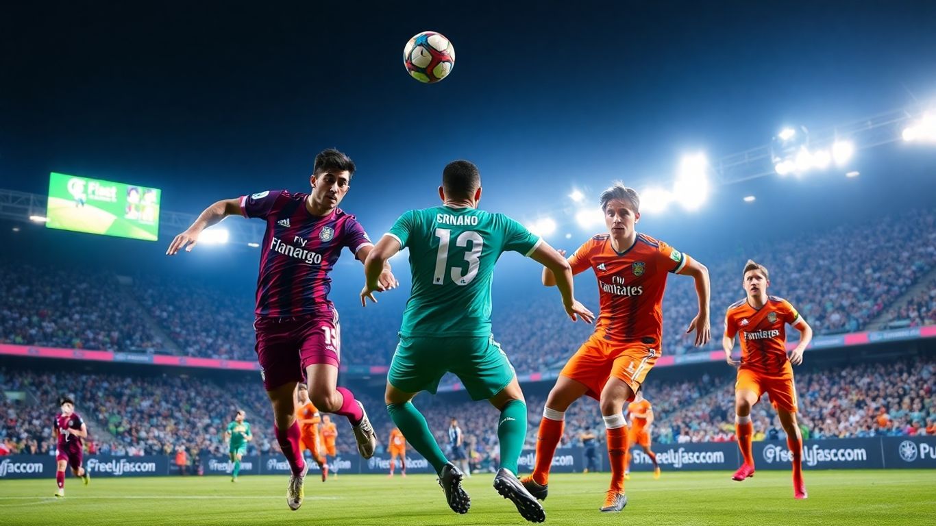 Jogadores de Flamengo e Palmeiras em campo.