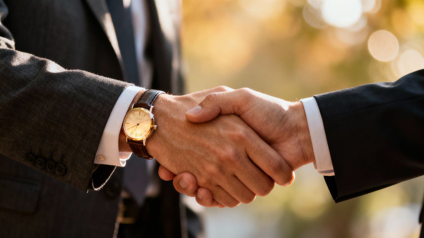 Handshake sealing a high-value client deal.