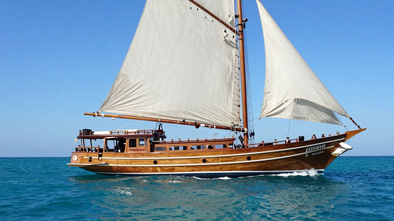 Luxurious gulet sailing on turquoise sea