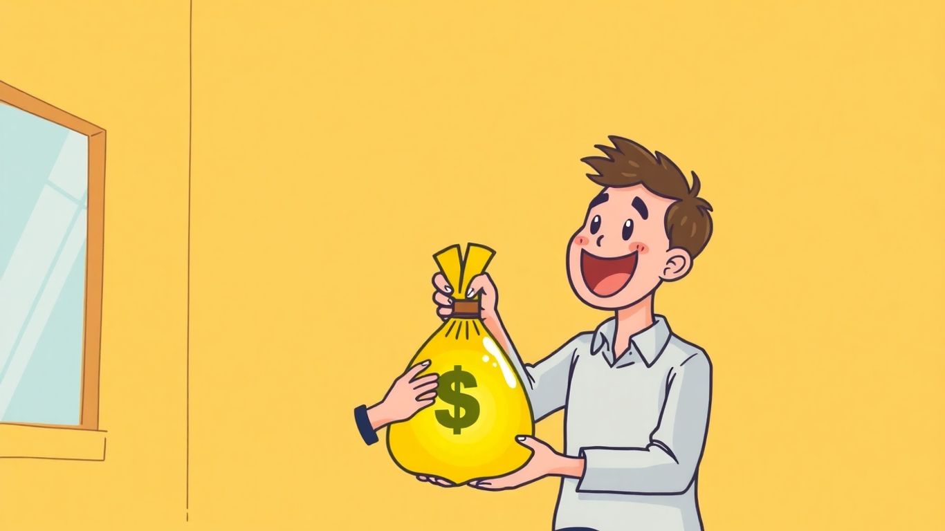 Person receiving money bag from lender