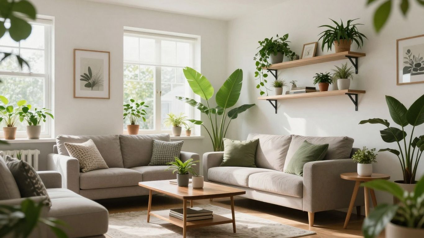 Grüne Pflanzen im gemütlichen Wohnzimmer