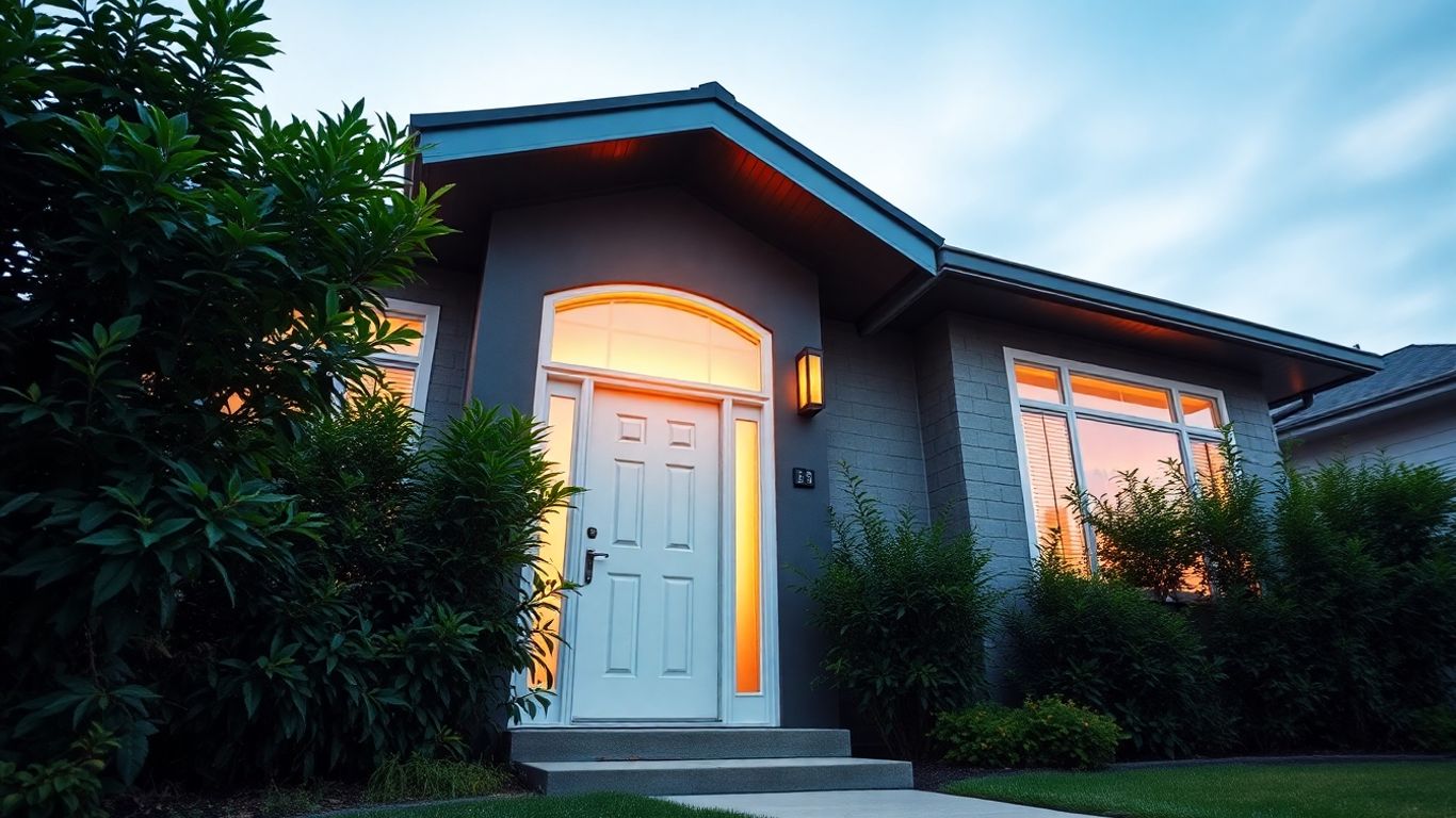 A welcoming house, symbolising stability and home.