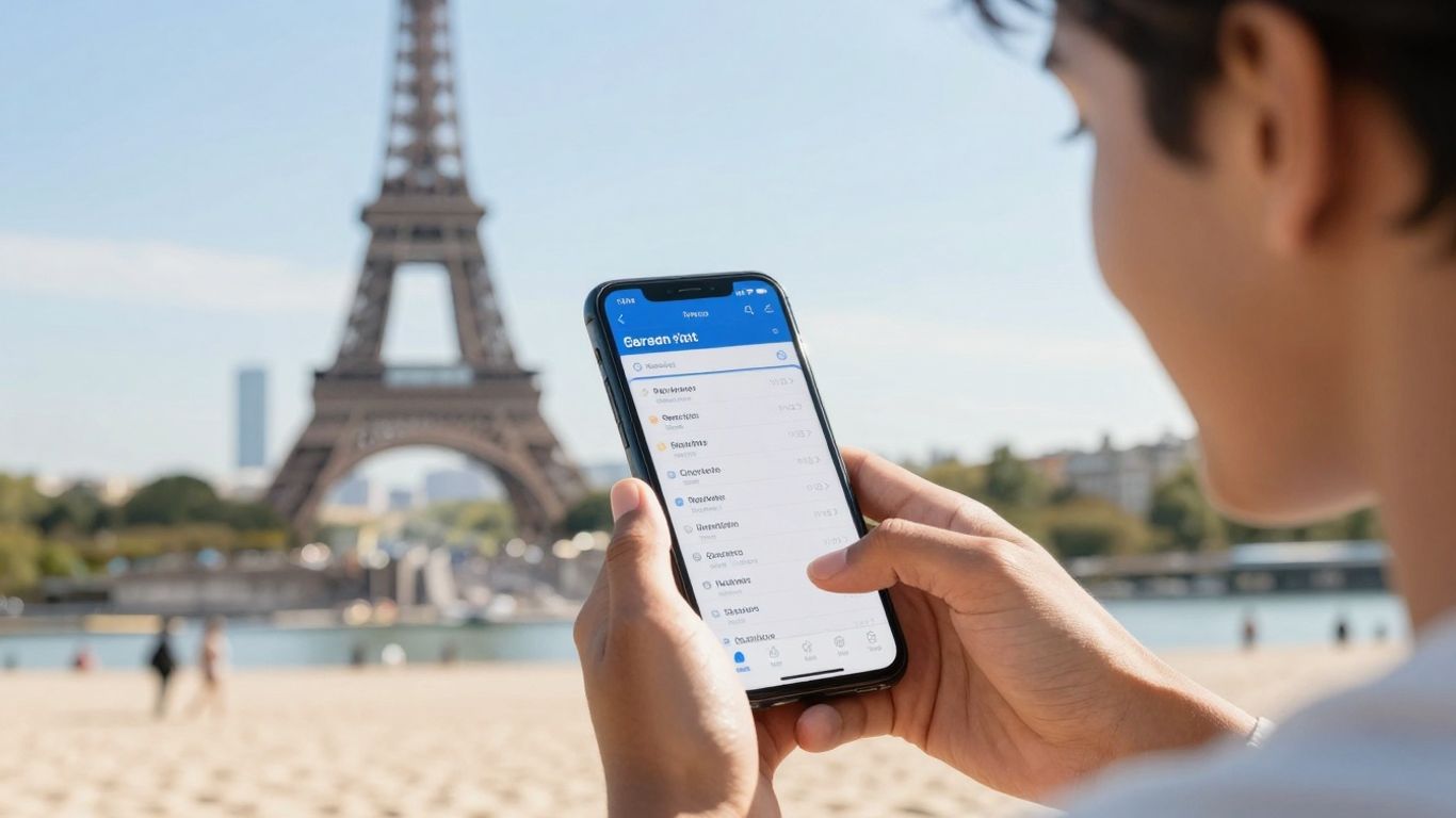 Person using Skyscanner app for travel deals.