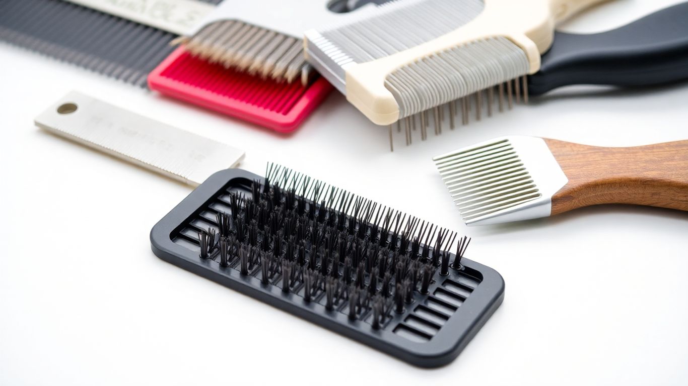Pet grooming comb set for deshedding and coat health.