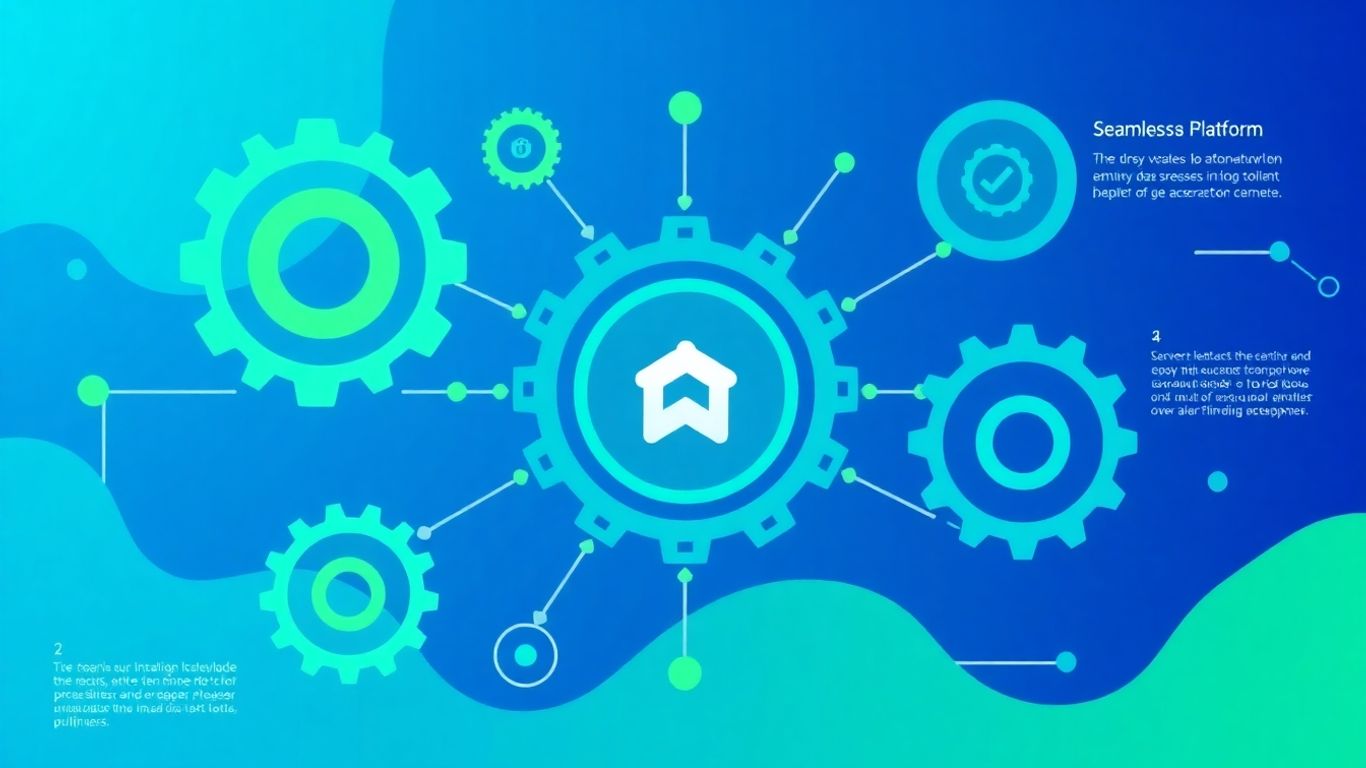 Infographic of automation gears and data streams.
