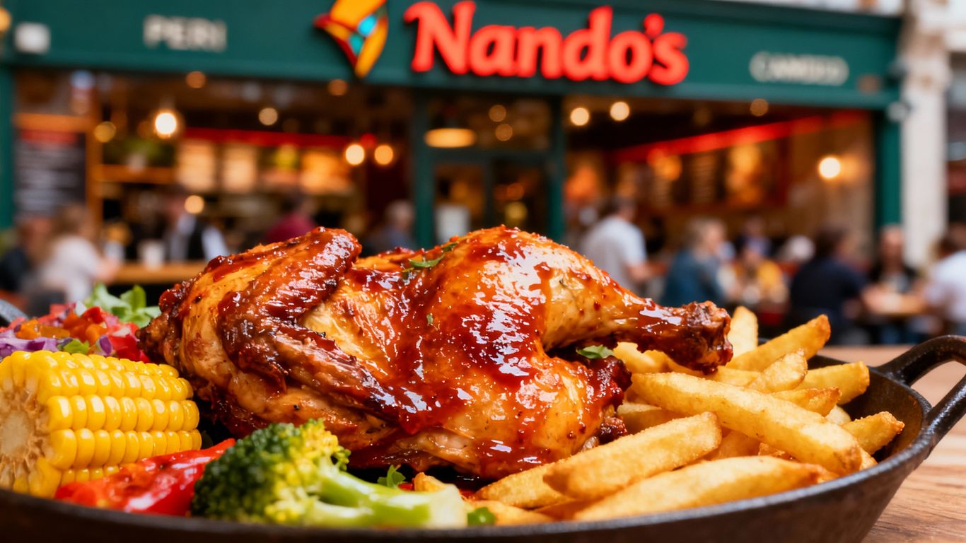 Nando's Peri-Peri chicken platter at Camden restaurant.