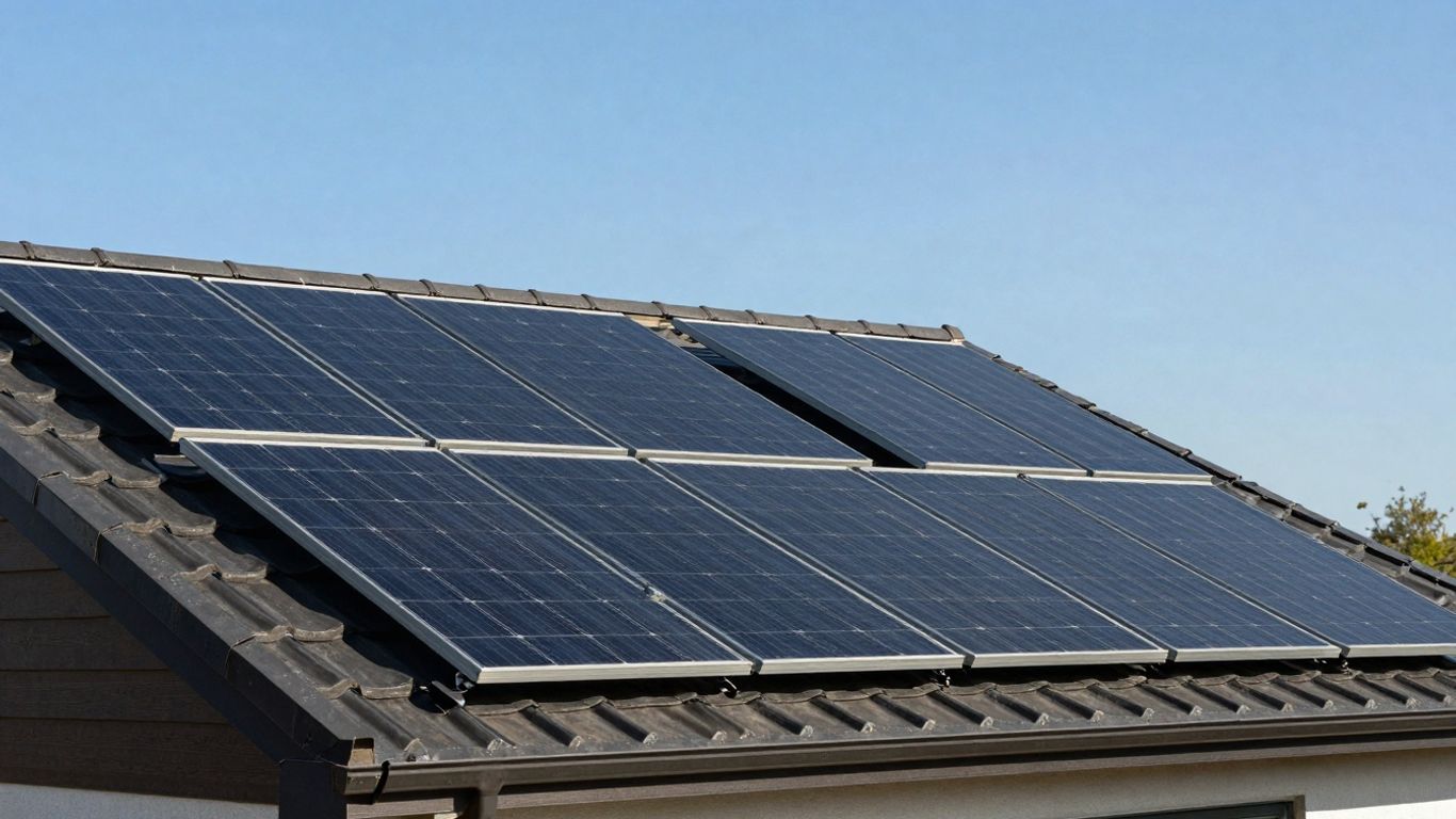 Solar panels on a house roof
