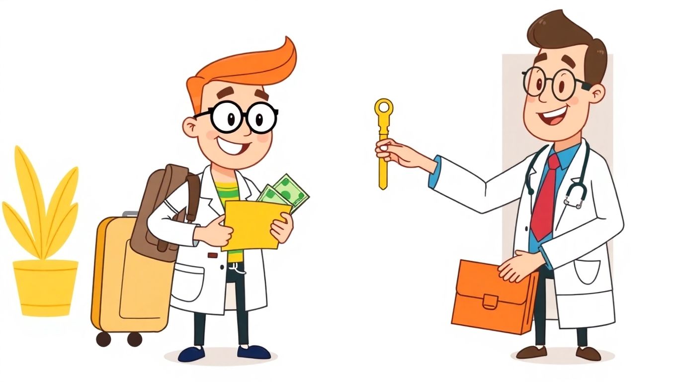 Doctor packing for residency move with loan money.