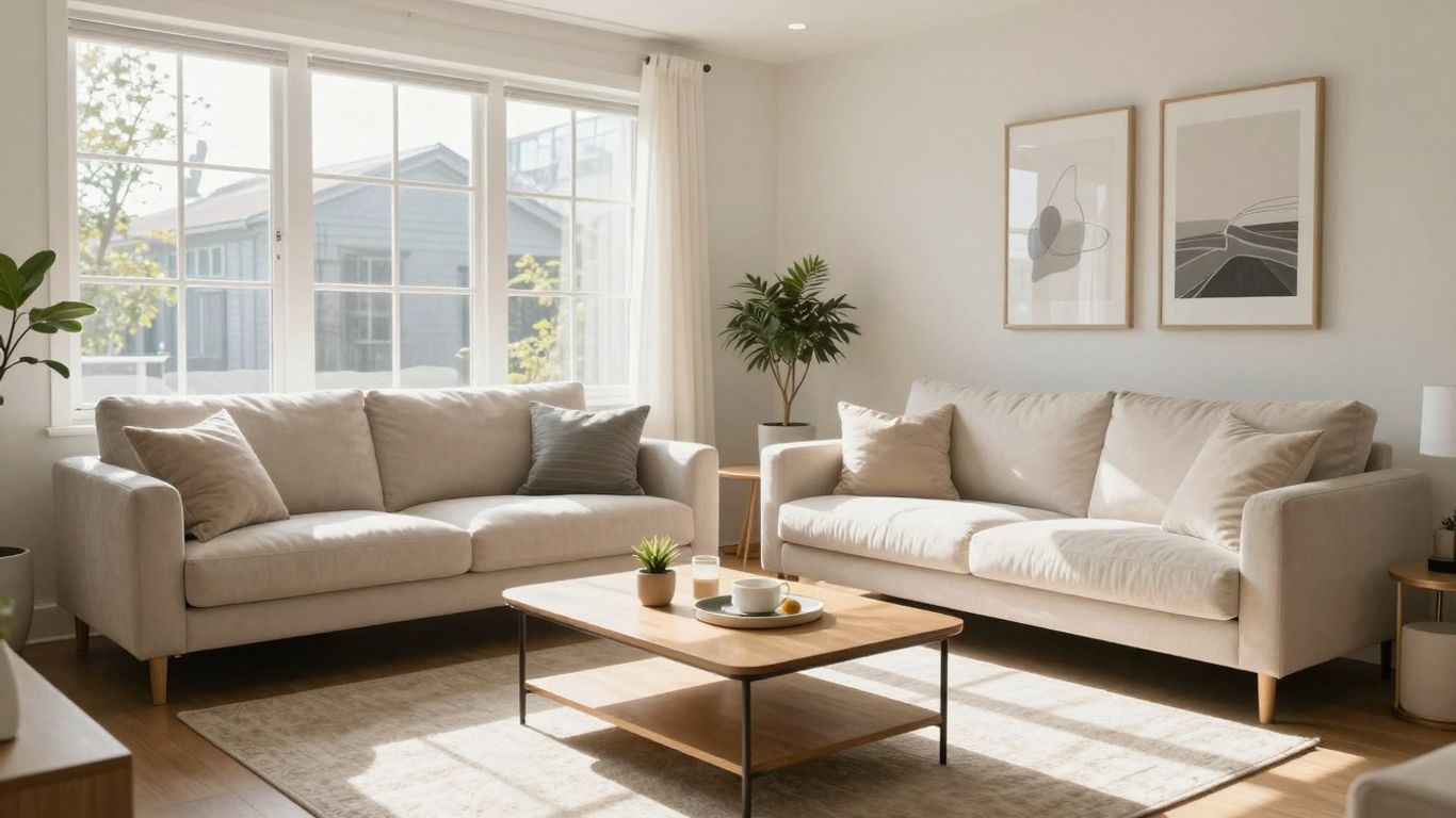 Staged living room for Airbnb photo