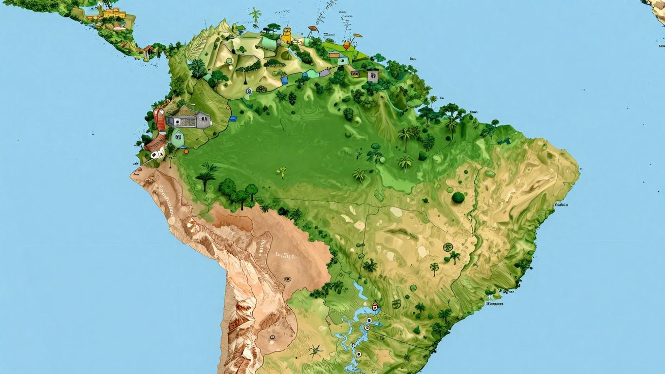 Mapa político de América del Sur con fronteras.