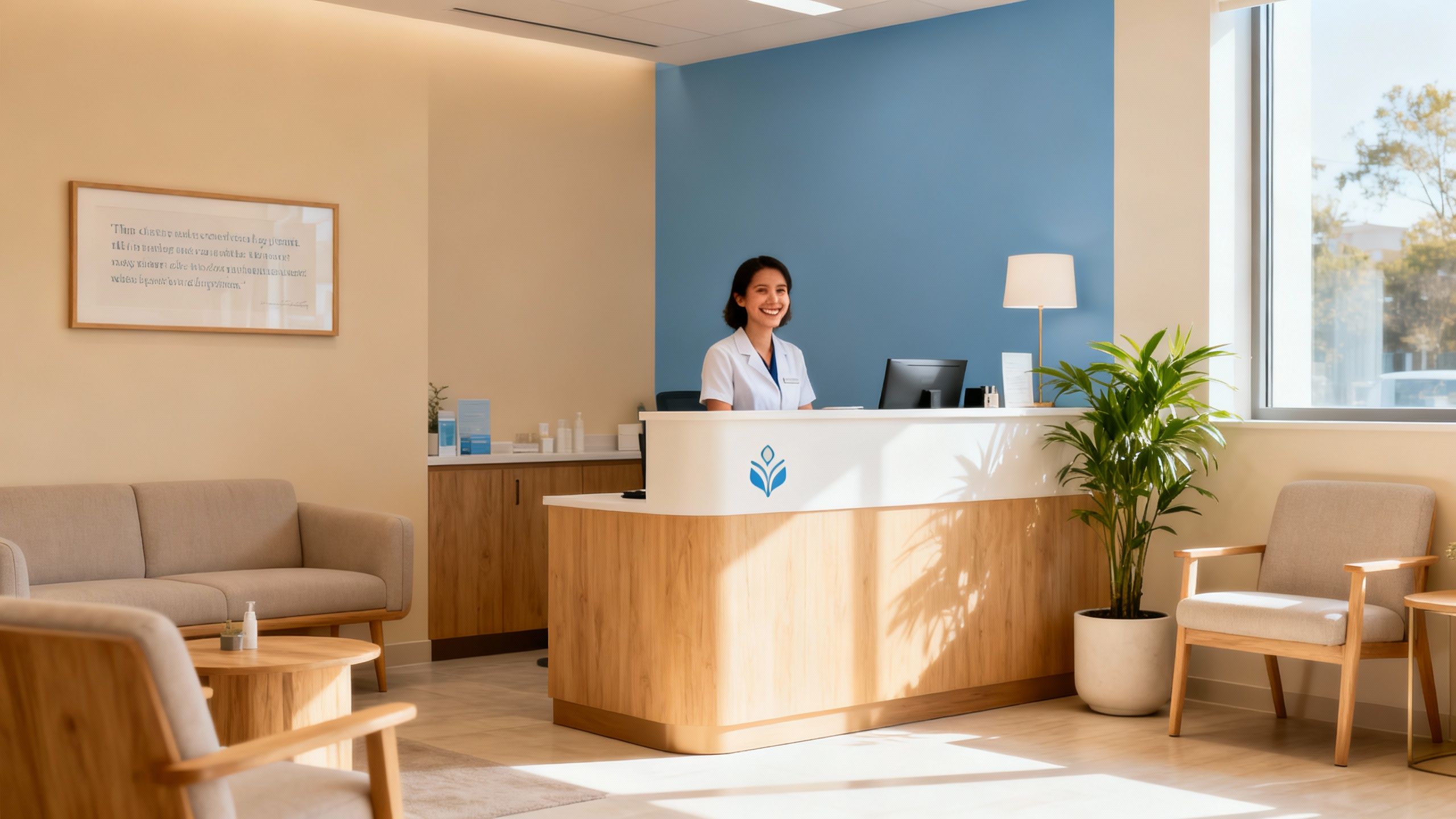Clinic reception area instilling patient trust and professionalism.