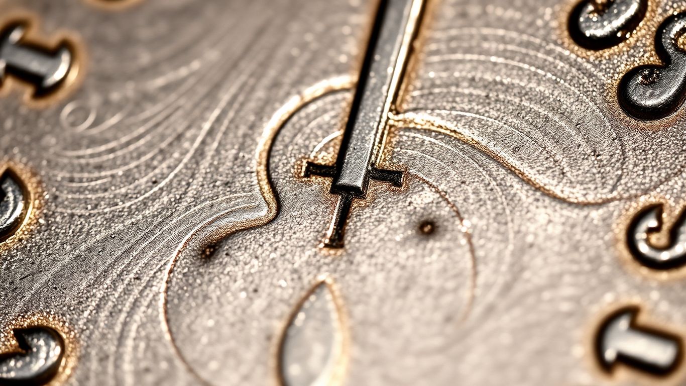 Close-up of a coin showing condition and grading details.