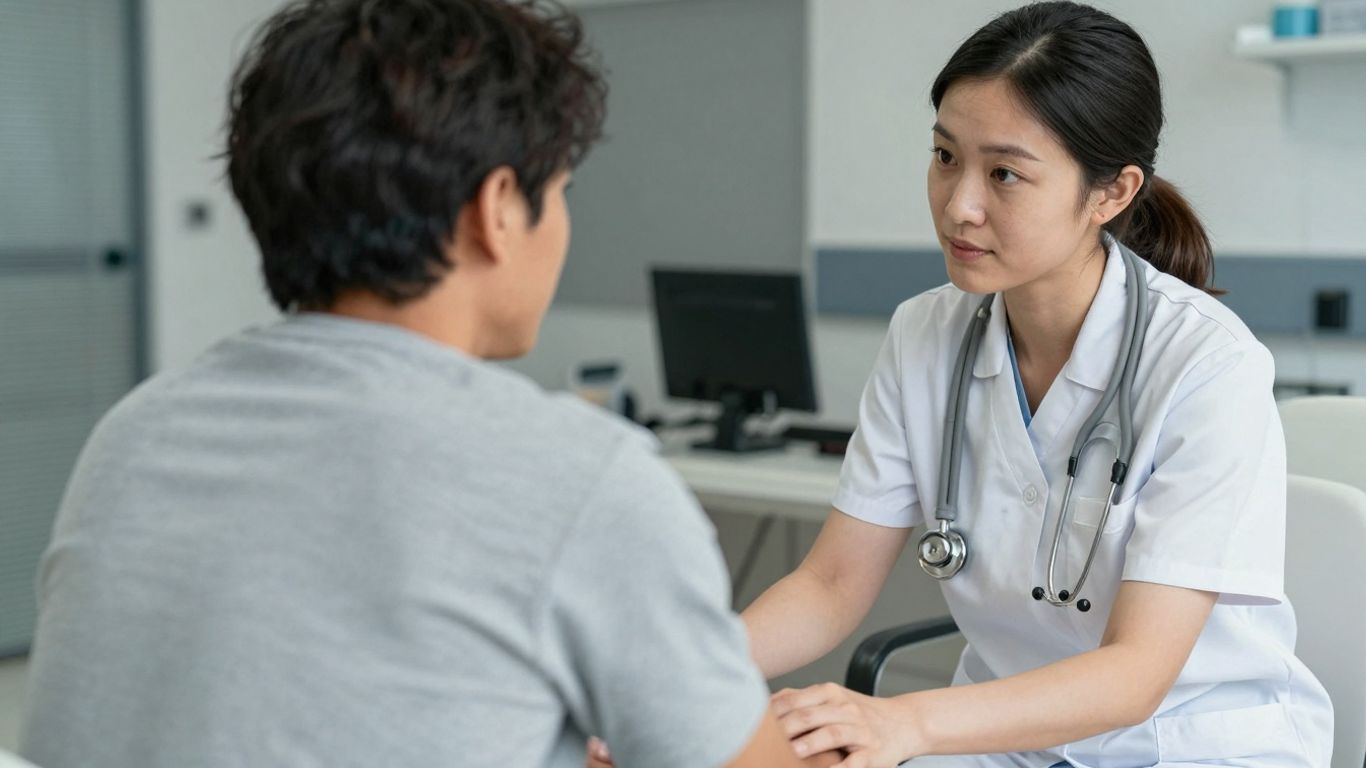 Nurse providing mental health support in Australia.
