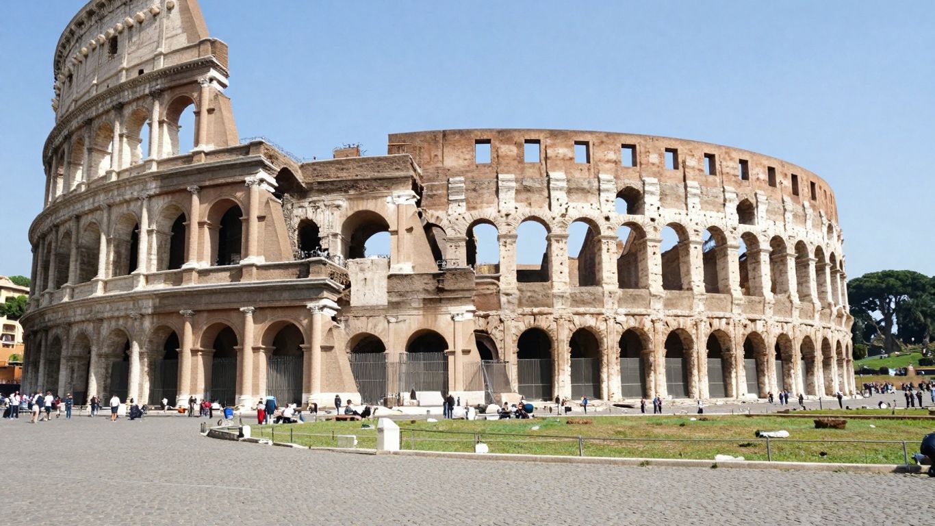 Koloseum w Rzymie w słoneczny dzień.