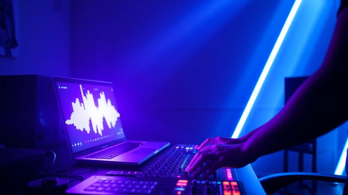 Person using AI to create soundscapes in a studio.