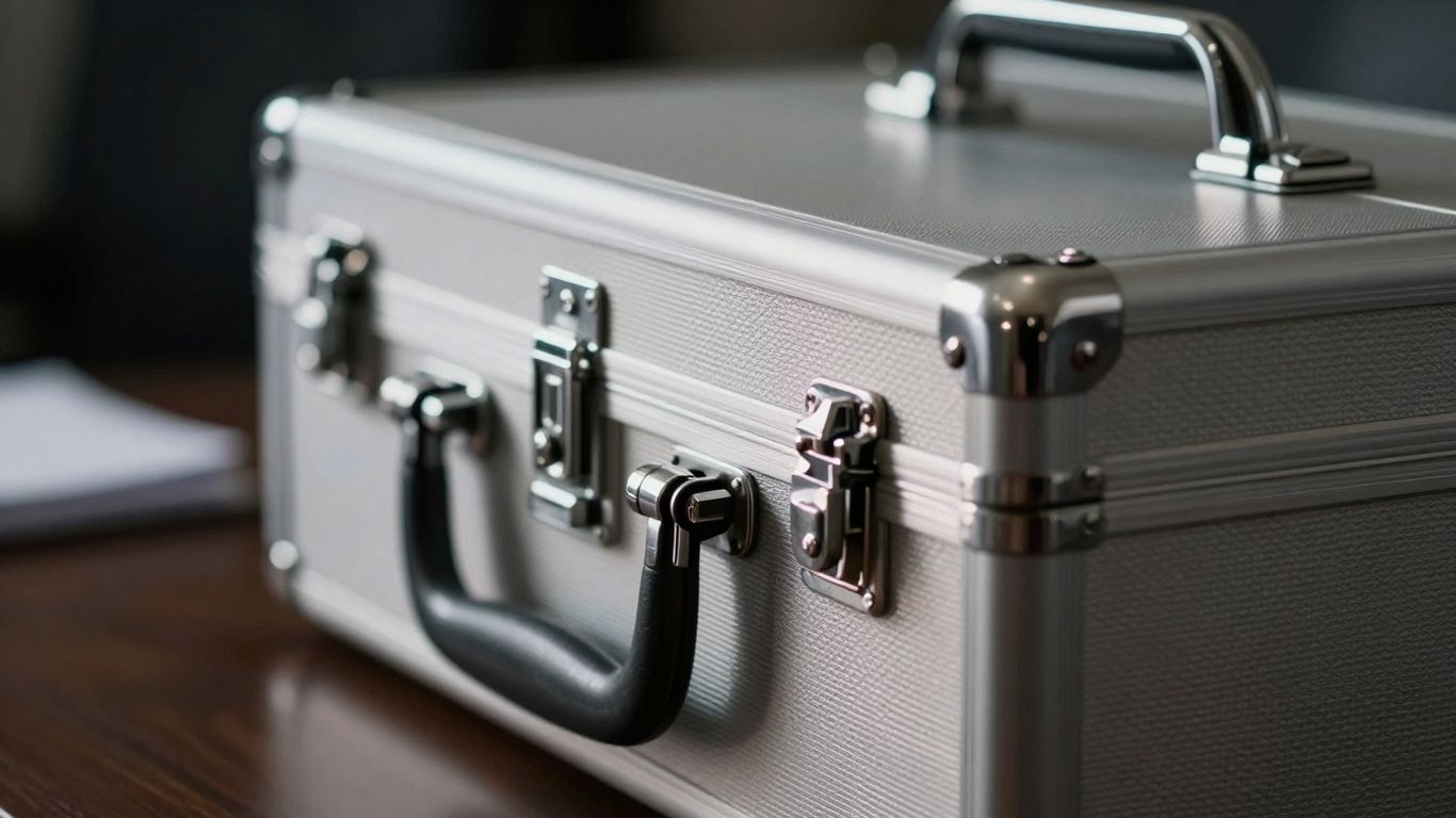 Locked briefcase with a glow, symbolizing trade secrets.