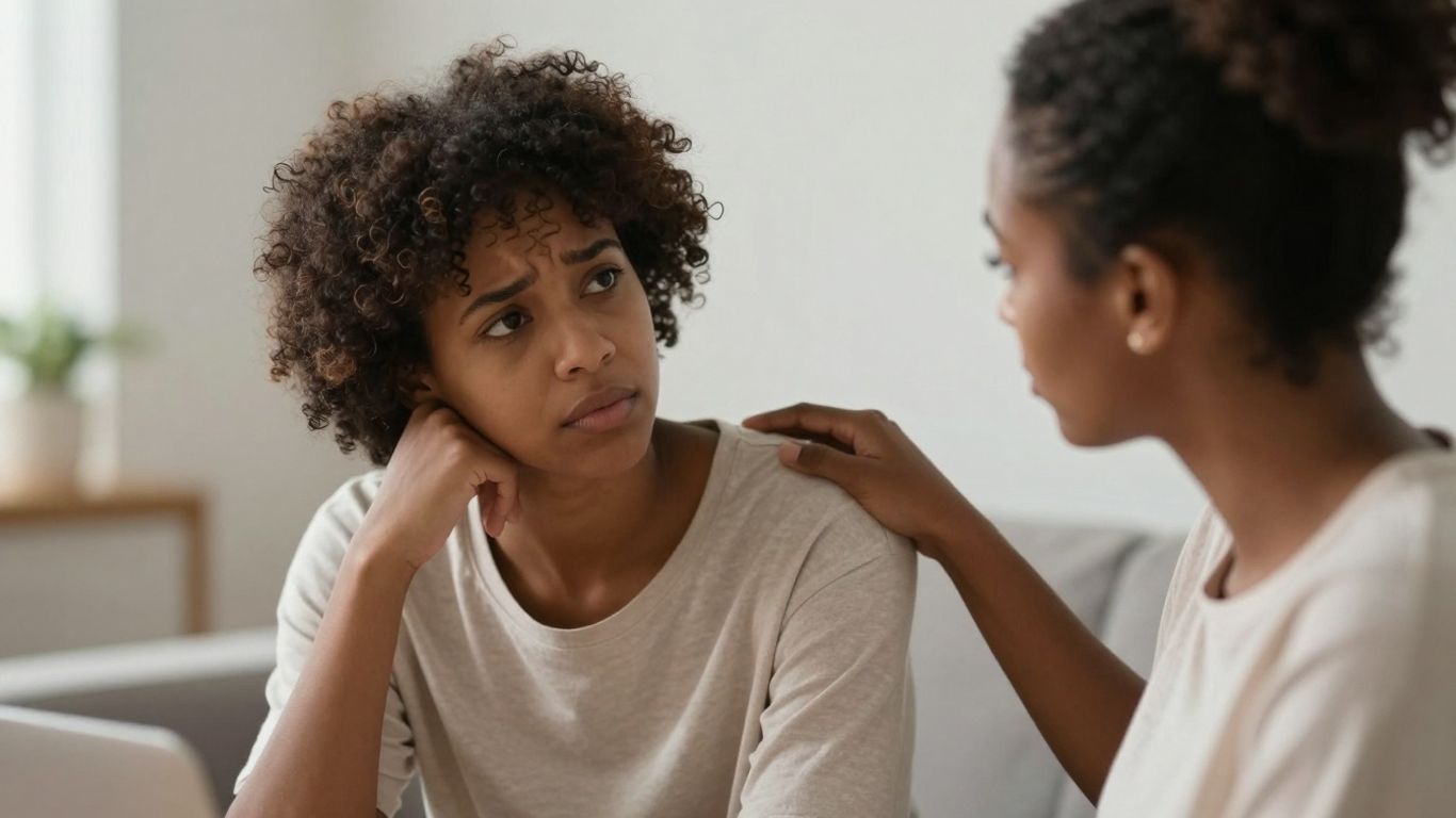 Couple discussing spousal support with understanding.