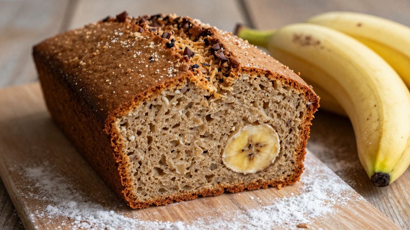 Buckwheat banana bread loaf with sliced pieces