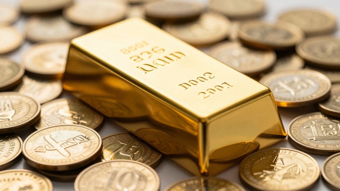 Goudstaven en gouden munten