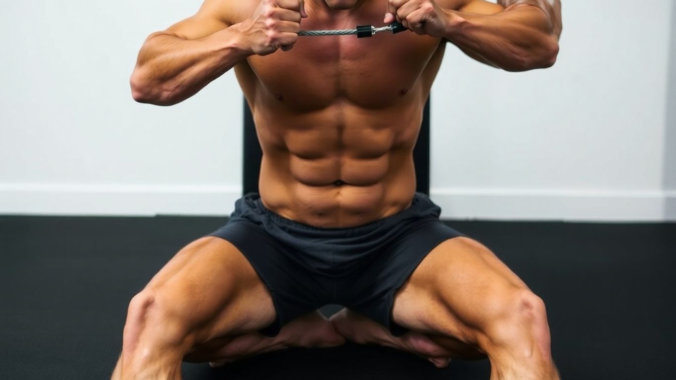 Person doing a cable crunch exercise for abs.