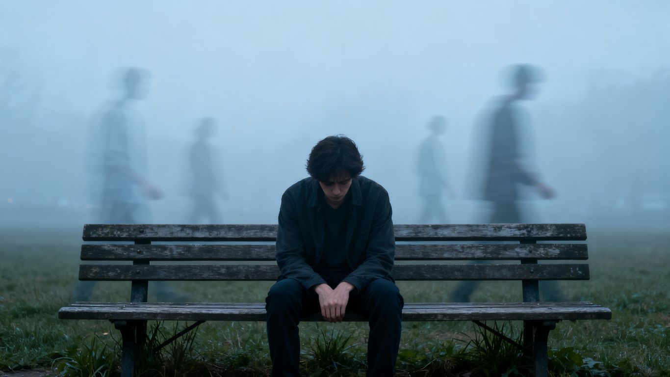 Person alone on bench, feeling ghosted.