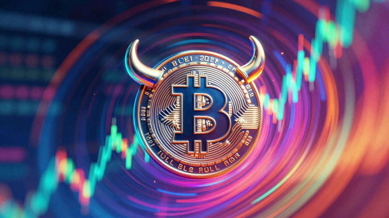 Vibrant digital patterns suggesting crypto market growth and momentum.