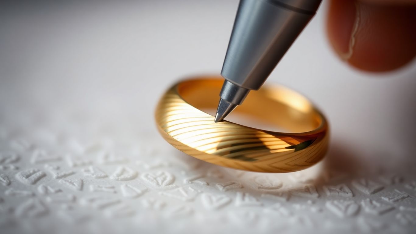 Gravure d'un bijou en or par un professionnel.