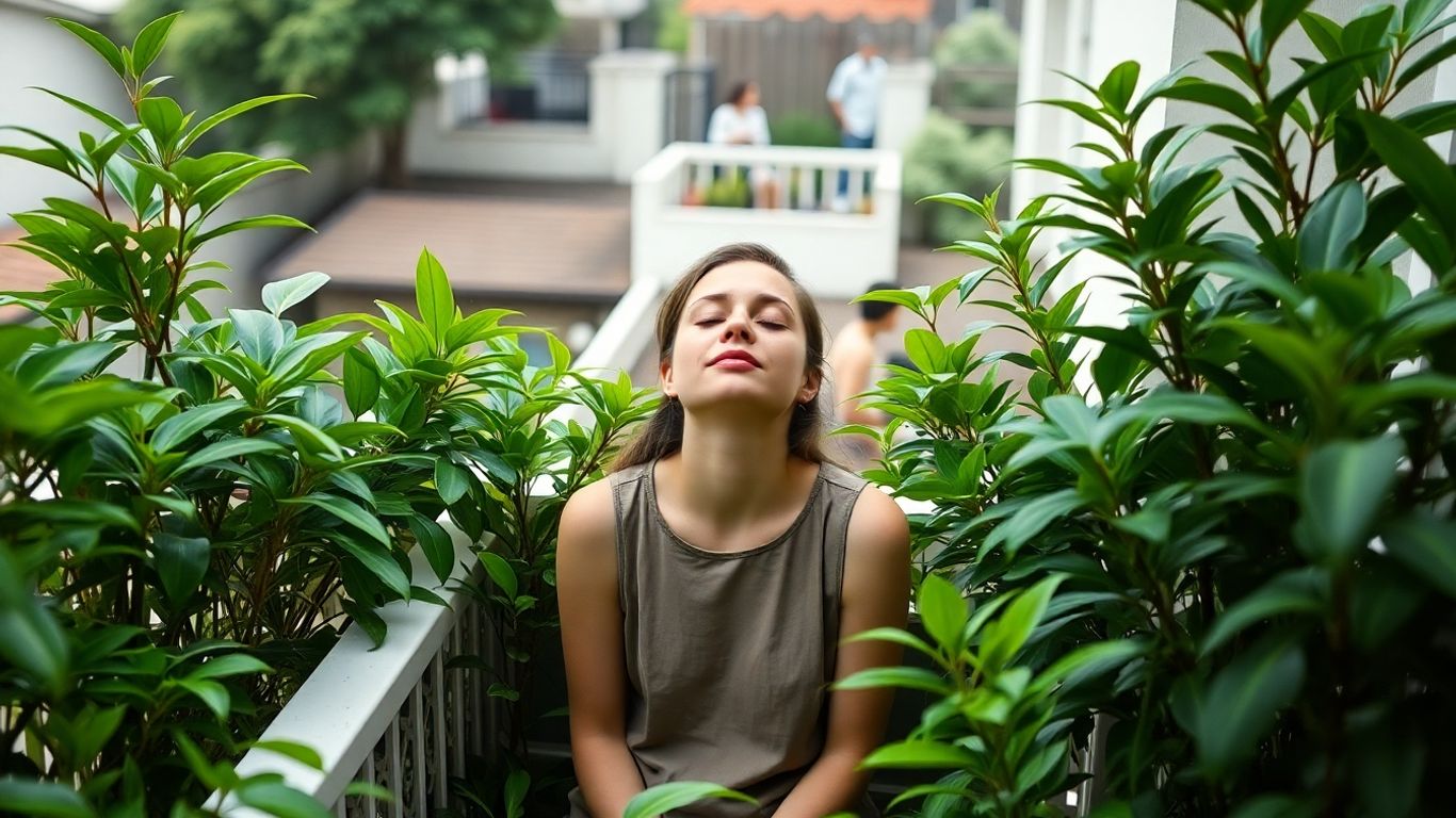 Nachbar ignoriert, Gelassenheit auf Balkon