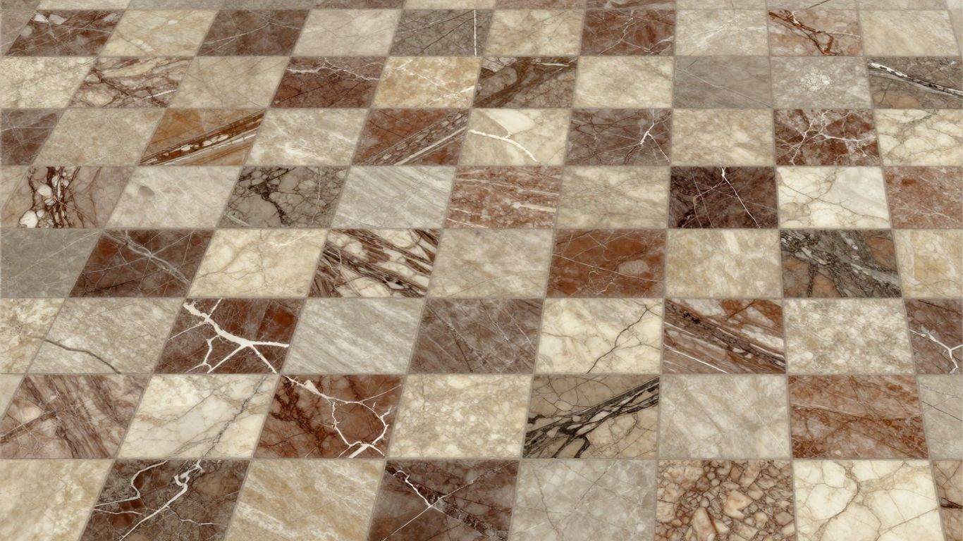 Checkerboard marble and travertine tile pattern sketch.