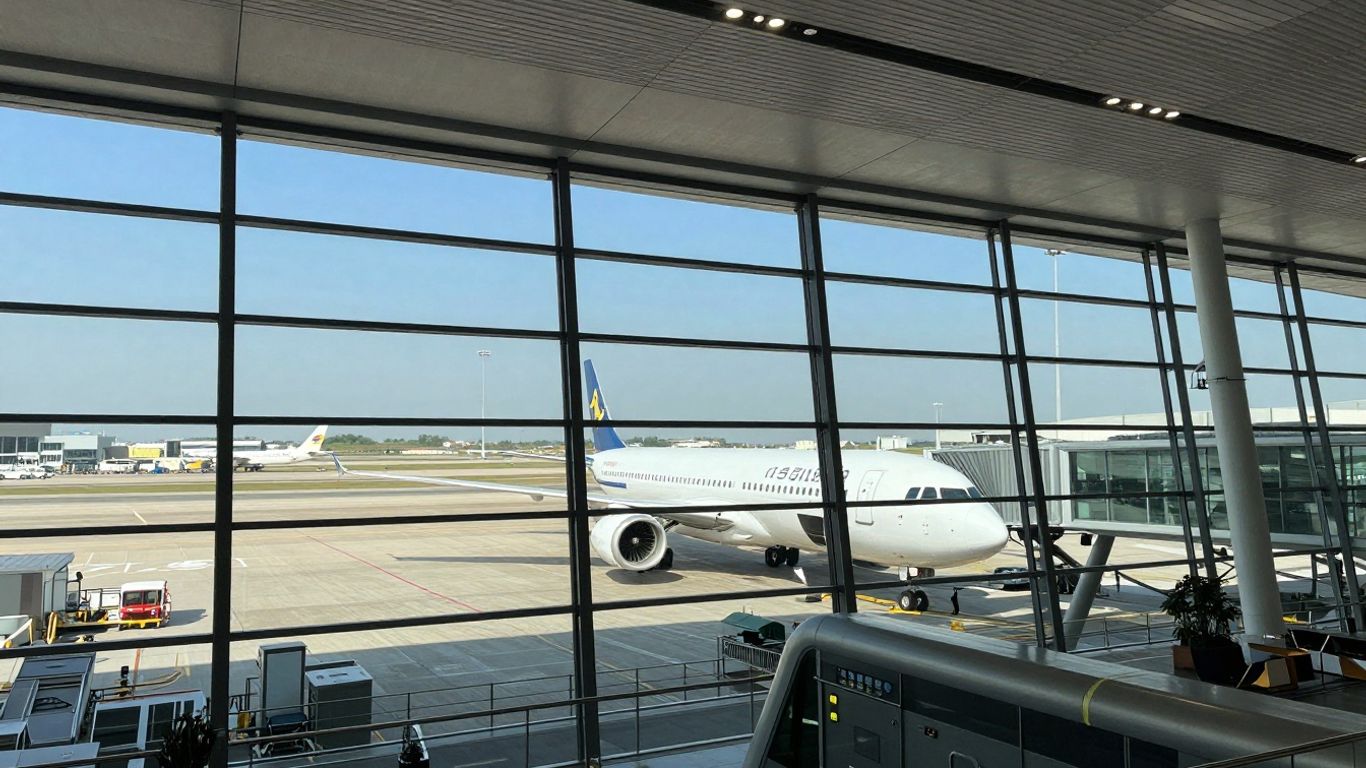 Flughafenterminal mit Flugzeugen auf dem Rollfeld