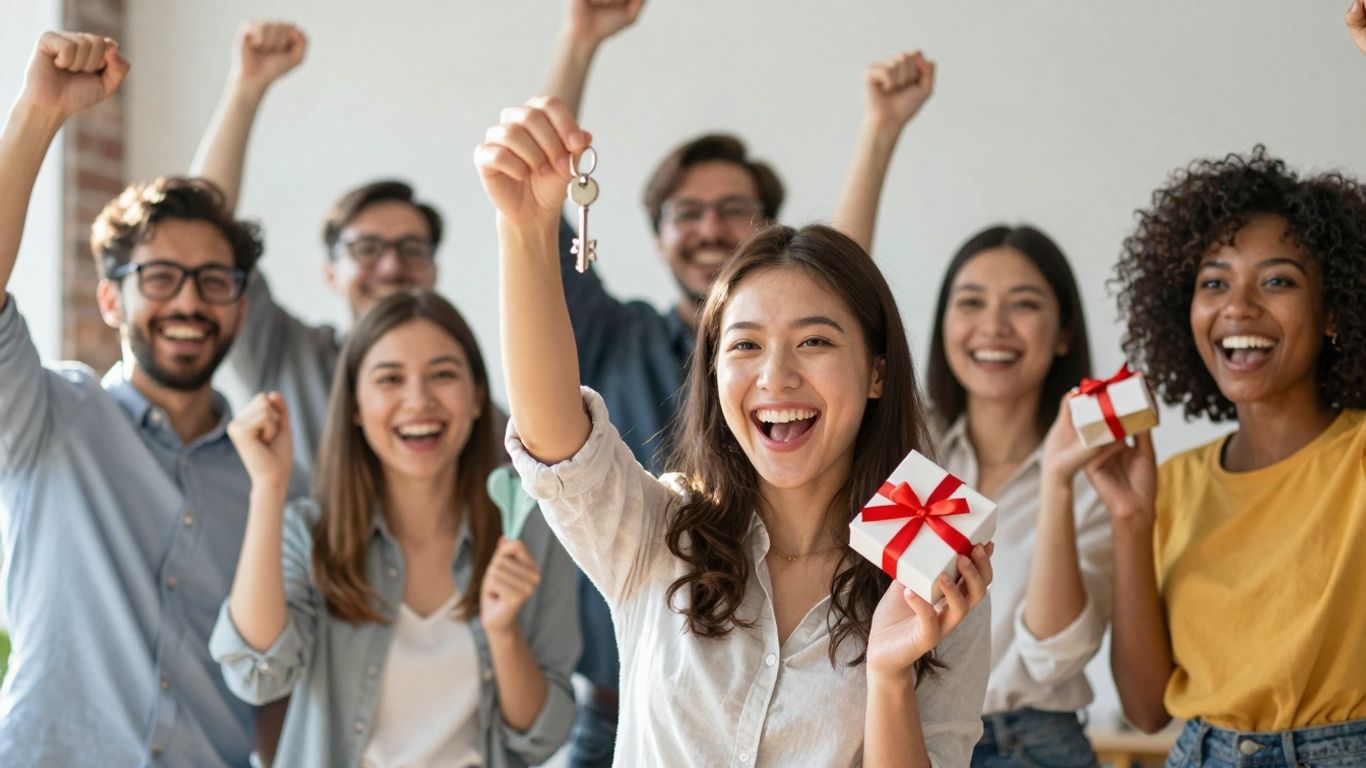 People celebrating success and wealth.