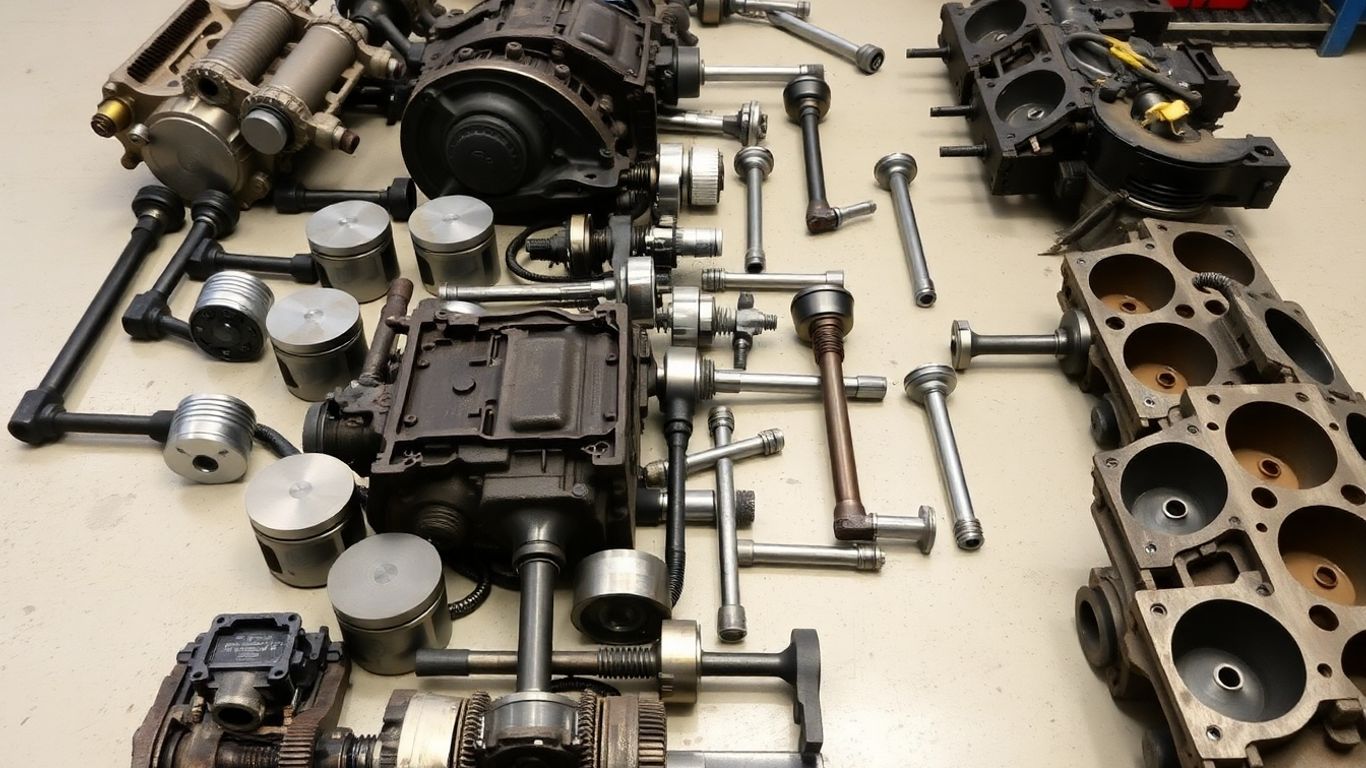 Used BMW engine parts for restoration